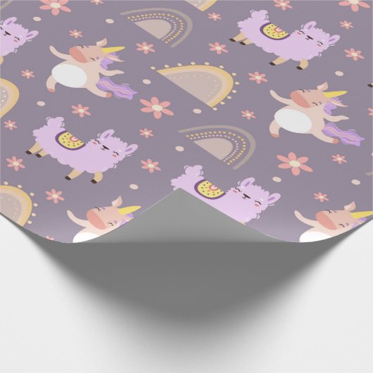 Einhorn- und Llamasumhüllungspapier Geschenkpapier (Ecke)