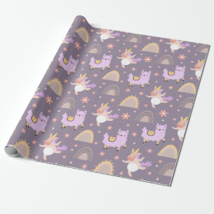 Einhorn- und Llamasumhüllungspapier Geschenkpapier