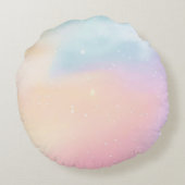 Einhorn und Mädchen Rundes Kissen (Rückseite)