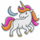 Einhorn und Mond Aufkleber (Vorderseite)