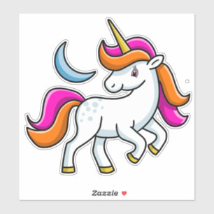 Einhorn und Mond Aufkleber