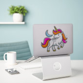 Einhorn und Mond Aufkleber (Laptop auf Schreibtisch)