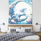 Einhorn und Mond Leinwanddruck (Insitu (Schlafzimmer))