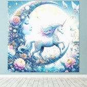 Einhorn und Mond Leinwanddruck (Insitu (Holzboden))