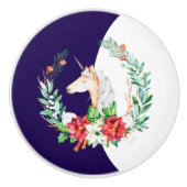 Einhorn- und Poinsettienkranz Keramikknauf (Vorderseite)