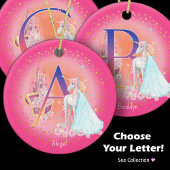 Einhorn und Princess Letter C Monogramm Weihnachte Keramik Ornament