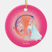 Einhorn und Princess Letter C Monogramm Weihnachte Keramik Ornament (Vorne)