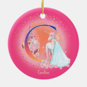 Einhorn und Princess Letter C Monogramm Weihnachte Keramik Ornament (Hinten)
