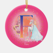 Einhorn und Princess Letter F Monogram Christmas Keramik Ornament (Vorne)