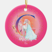 Einhorn und Princess Letter G Monogram Christmas Keramik Ornament (Vorne)