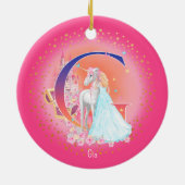 Einhorn und Princess Letter G Monogram Christmas Keramik Ornament (Hinten)