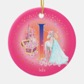 Einhorn und Princess Letter I Monogramm Weihnachte Keramik Ornament (Vorne)
