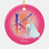 Einhorn und Princess Letter K Monogram Christmas Keramik Ornament (Hinten)