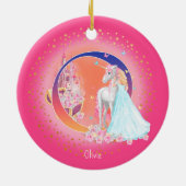 Einhorn und Princess Letter O Monogram Christmas Keramik Ornament (Hinten)