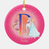 Einhorn und Princess Letter P Monogramm Weihnachte Keramik Ornament (Hinten)