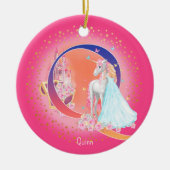 Einhorn und Princess Letter Q Monogramm Weihnachte Keramik Ornament (Vorne)