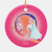 Einhorn und Princess Letter Q Monogramm Weihnachte Keramik Ornament (Hinten)