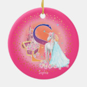 Einhorn und Princess Letter S Monogram Christmas Keramik Ornament (Hinten)