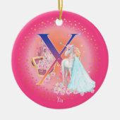 Einhorn und Princess Letter X Monogramm Weihnachte Keramik Ornament (Vorne)