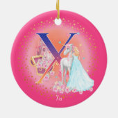 Einhorn und Princess Letter X Monogramm Weihnachte Keramik Ornament (Hinten)