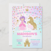 Einhorn und Prinzessin Invitation Magical Birthday Einladung (Vorderseite)