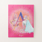 Einhorn und Prinzessin mit Castle Letter A Monogra Puzzle (Vertikal)