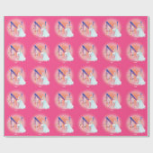 Einhorn und Prinzessin mit Castle Letter N Monogra Geschenkpapier (Flach)