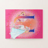 Einhorn und Prinzessin mit Castle Letter U Monogra Puzzle (Horizontal)