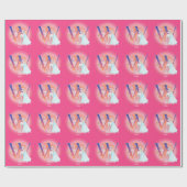 Einhorn und Prinzessin mit Castle Letter W Monogra Geschenkpapier (Flach)