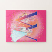 Einhorn und Prinzessin mit Castle Letter W Monogra Puzzle (Horizontal)