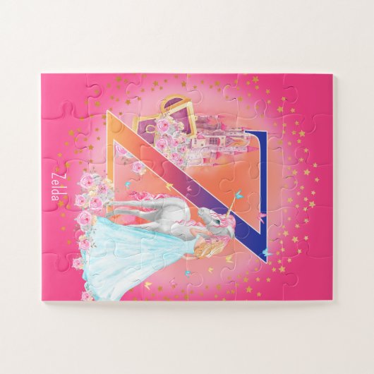 Einhorn und Prinzessin mit Castle Letter Z Monogra Puzzle (Horizontal)
