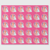 Einhorn und Prinzessin mit Schlossbrief D Monogram Geschenkpapier (Flach)