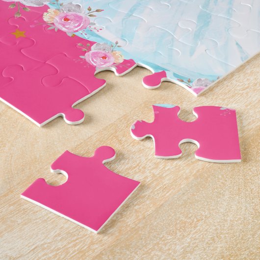 Einhorn und Prinzessin mit Schlossbrief D Monogram Puzzle (Seite)