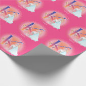 Einhorn und Prinzessin mit Schlossbrief K Monogram Geschenkpapier (Ecke)