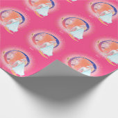 Einhorn und Prinzessin mit Schlossbrief Q Monogram Geschenkpapier (Ecke)