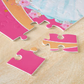 Einhorn und Prinzessin mit Schlossbrief Q Monogram Puzzle (Seite)