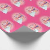 Einhorn und Prinzessin mit Schlossbrief T Monogram Geschenkpapier (Ecke)