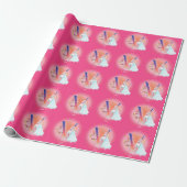 Einhorn und Prinzessin mit Schlossbrief V Monogram Geschenkpapier (Ungerollt)