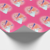 Einhorn und Prinzessin mit Schlossbrief V Monogram Geschenkpapier (Ecke)