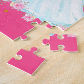 Einhorn und Prinzessin mit Schlossbrief V Monogram Puzzle (Seite)