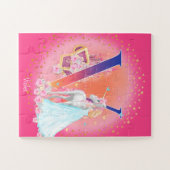 Einhorn und Prinzessin mit Schlossbrief V Monogram Puzzle (Horizontal)