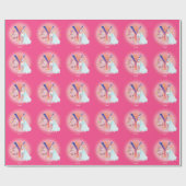 Einhorn und Prinzessin mit Schlossbrief Y Monogram Geschenkpapier (Flach)