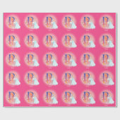 Einhorn und Prinzessin mit Schlossbuchstabe B Mono Geschenkpapier (Flach)