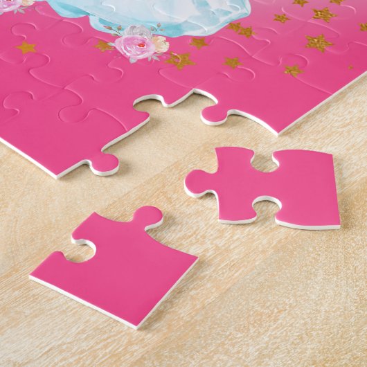 Einhorn und Prinzessin mit Schlossbuchstabe G Mono Puzzle (Seite)