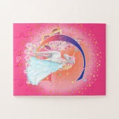 Einhorn und Prinzessin mit Schlossbuchstabe G Mono Puzzle (Horizontal)