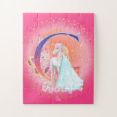 Einhorn und Prinzessin mit Schlossbuchstabe G Mono Puzzle (Vertikal)