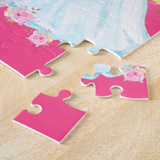 Einhorn und Prinzessin mit Schlossbuchstabe M Mono Puzzle (Seite)
