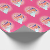 Einhorn und Prinzessin mit Schlossbuchstabe P Mono Geschenkpapier (Ecke)