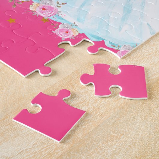 Einhorn und Prinzessin mit Schlossbuchstabe P Mono Puzzle (Seite)