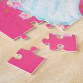 Einhorn und Prinzessin mit Schlossbuchstabe X Mono Puzzle (Seite)